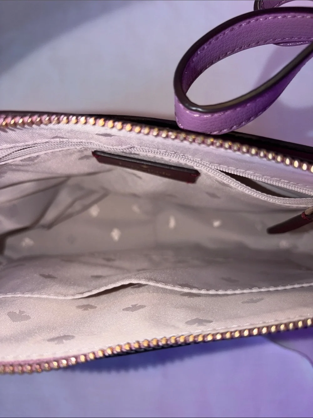 kate spade purple crossbody bag with gold-tone spade charm